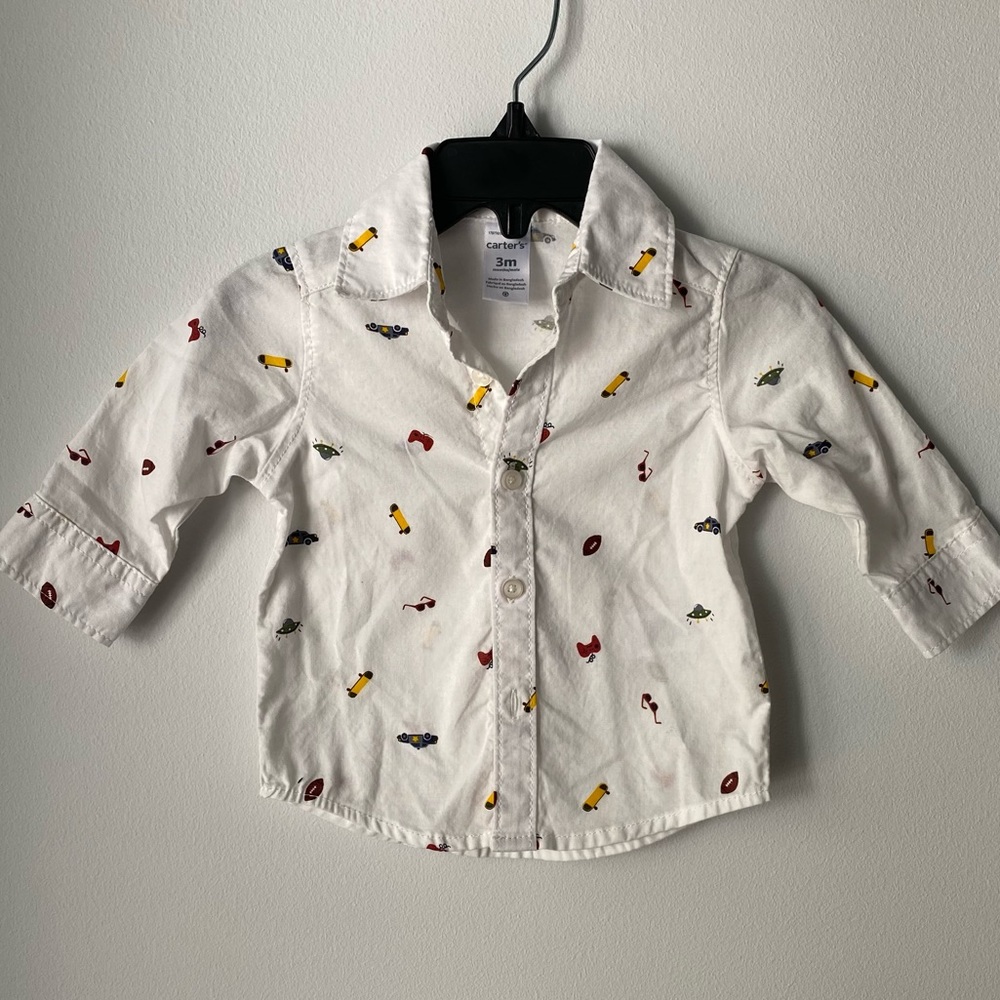 Carters White button down shirt for baby 3 months